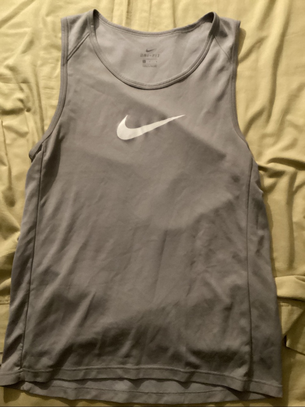 Nike Men’s Gray Swim Rash Tank with White Swoosh